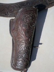Authentic Edward H Bohlin Tooled Leather Gun Belt Holster