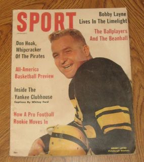 Sport Magazine January 1961   Bobby Layne/Yankee Clubhouse Whitey Ford 