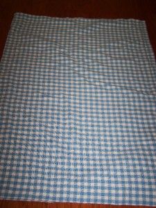 Garnet Hill Blue White Gingham Cotton Blanket Twin 71 x 94