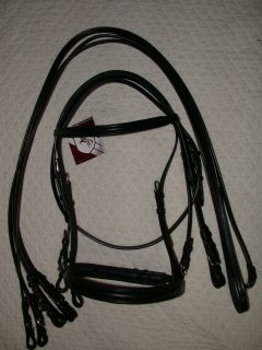 NEW FULL sz Bobbys Double Bridle   Black Padded with 2 Reins
