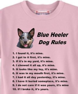 Blue Heeler Dog Rules T Shirt Blue 5 Colors Mouse Pads Available 