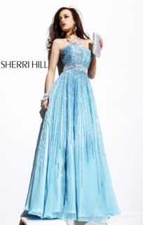 Sherri Hill 8437 Light Blue Shimmering Gown Dress Size 10 New Prom 
