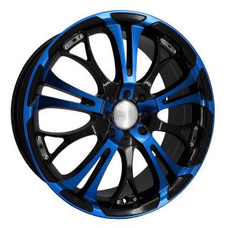 17 HD Tuning Spinout Wheels Blue Rims Mustang Civic Caliber Fusion 