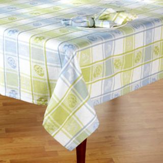   Crossing Eggs Chicks Blue Green Cotton Fabric Tablecloth 