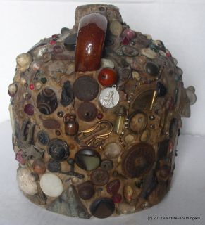 Antique Folk Art Stoneware Mourning Memory Jug Midwest Area 1900s 