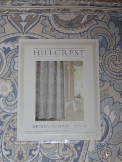 Hillcrest Blue Tan White Paisley Shower Curtain New Damask