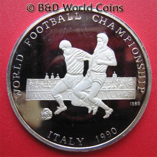   1989 500 Afganis Silver Proof 1990 Italy World Soccer Football