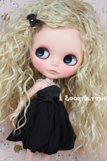Goodyblythe 12 Blythe Hair Wig Blue White Highlight Curly w Hairpin 