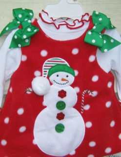 BONNIE BABY 0 3 month CHRISTMAS SNOWMAN JUMPER DRESS +FULL BODY SUIT 