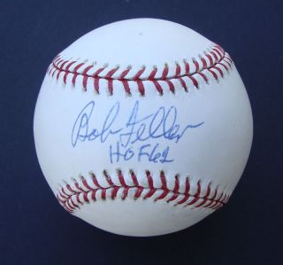 Bob Feller Signed Auto Baseball MLB HOF 62
