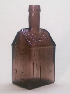 whiskey bottle purple violet E. C. BOOZS OLD CABIN WHISKEY Hand blown 