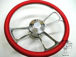 14 Red Half Wrap Aluminum Steering Wheel Set for Marine Boat