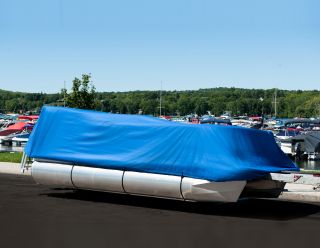 New 21 24 Pontoon Boat Cover Grey Heavy Duty Trailerable w Carrying 