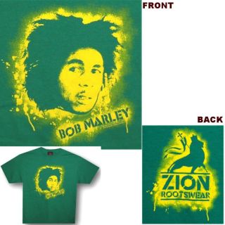 Bob Marley Spraypaint Stencil Green T Shirt XL New