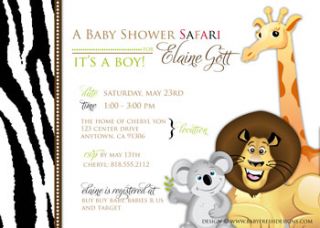 Baby Shower or Bridal Invites Invitations Zebra Print Hot Pink Fuchsia 