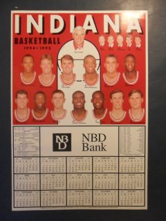   College Basketball Poster Schedule 94 95 Bobby Knight NBD Bank