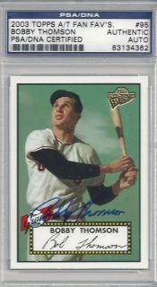 BOBBY THOMSON AUTOGRAPHED SIGNED 2003 TOPPS ALL TIME FAN FAVORITES 