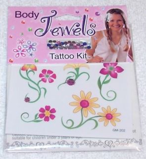 Body Art Temporary Tattoo Jewels Kit Flowers and Gems