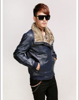   Winter PU Leather Fur Collars Windproof Snow Warm Jacket
