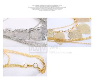 Fashion Bohemia Multilayer Chains Hollow Out Carve Leaves Pendant Long 