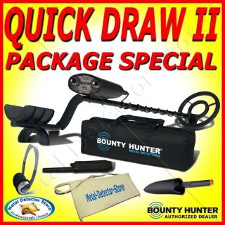 BOUNTY HUNTER QUICK DRAW 2 METAL DETECTOR FREE PIN POINTER, CARRY BAG 