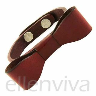 Cute Burgundy Red Leather Big Bow Bracelet New BT122RD