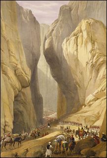 frontispiece british troops entering the bolan pass in 1839 on