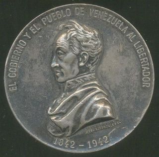Simon Bolivar Venezuela RARE Silver Medal 1942 Unlisted in Silver 
