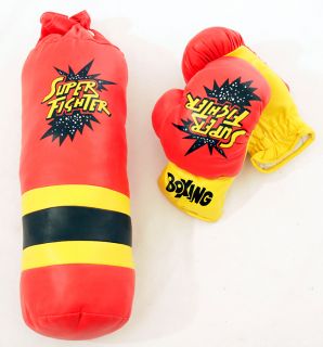 oz Kids Boxing Set Good Quality Punching Bag Gloves Red Color New