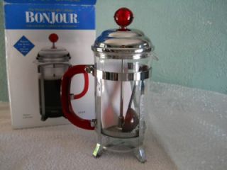 Bonjour French Press Coffee Maker Red 4 Cup