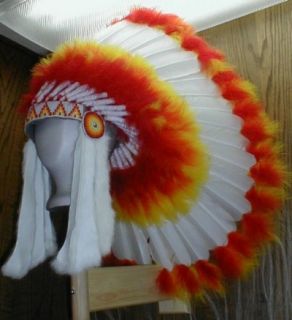 Native American White Fireball War Bonnet Headdress