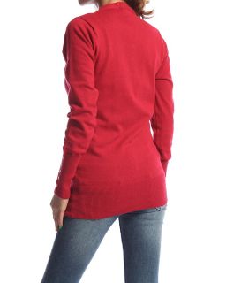MOGAN Long Sleeve Knit Cardigan Boyfriend Sweater Dual Pocket V Neck 