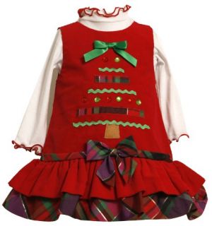 Bonnie Baby Girls Newborn Corduroy Jumper Set with Tiered Skirt Red 0 