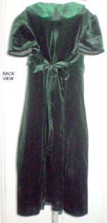 Bonnie Jean Holiday Party Dress Dark Green Velveteen with Bows Girls 
