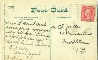 NJ Bound Brook Main Street 1918 Hand Colored Postcard