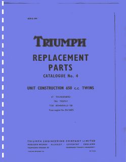 Triumph Parts Manual Book 1966 Bonneville 120 T120