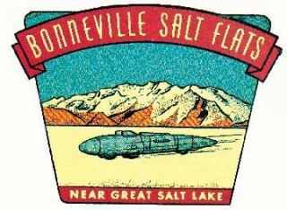 Bonneville Salt Flats UT Utah Hot Rod Vintage Style Travel Sticker 