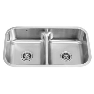   33 inch Undermount Stainless Steel 18 Gauge Double Bowl Kitchen Sink