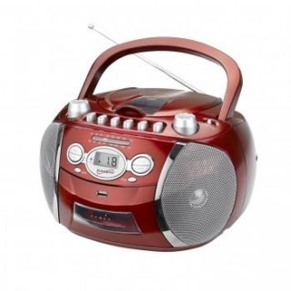 SUPERSONIC Red Portable BoomBox AM FM CD Player Radio Cassette 
