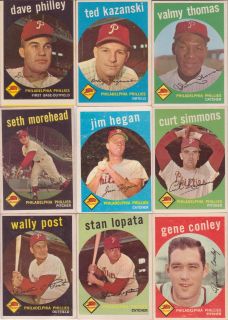 Lot 51 1957 69 Topps Phillies Cards Mostly Mid Mid High Grade BV $430 
