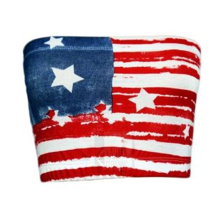   American Flag Print Boobtube Bralet Crop Bra Vest Ladies 8 14