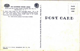 Vintage Easterner Motor Lodge Bordentown New Jersey Photo Postcard 