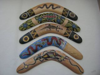 Wholesale 12 Aboriginal Dot Art Boomerangs New Wooden
