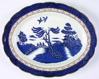 manufacturer booths pattern real old willow blue piece oval serving 
