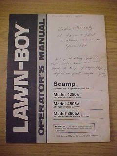 Lawn Boy Scamp Mowers Operators Manual 4250A 4505A