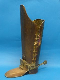Antique Hand Hammered Copper Brass Boot Umbrella Stand Hollywood 