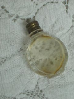 Vintage Tiny Miniature Glass Perfume Bottle w Brass Cap