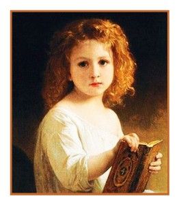 William Adolphe Bouguereau The Story Book Counted Cross Stitch Chart 