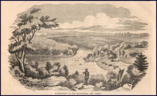 genuine antique engraving titled Battle   Field of the Brandywine 