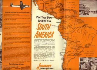 Braniff International South America Brochure 1953 DC 6 Journey Tours 
